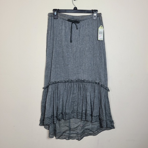 Sophie Max Dresses & Skirts - Sophie Max Gray Ruffle Midi Skirt S Dark Fairy Grunge Gypsy Festival Peasant NWT